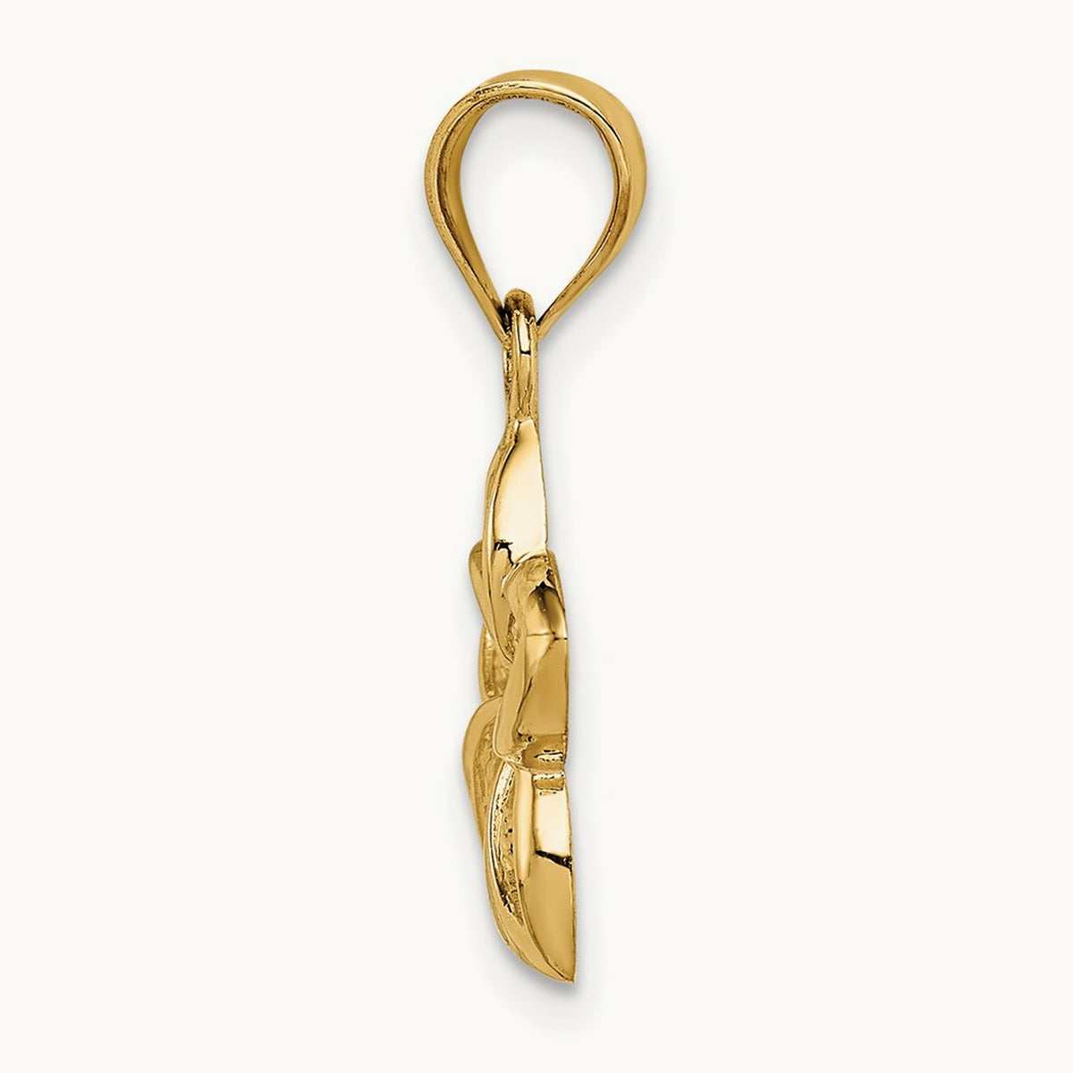 Polished Small Cut-out Plumeria Pendant, 14K
