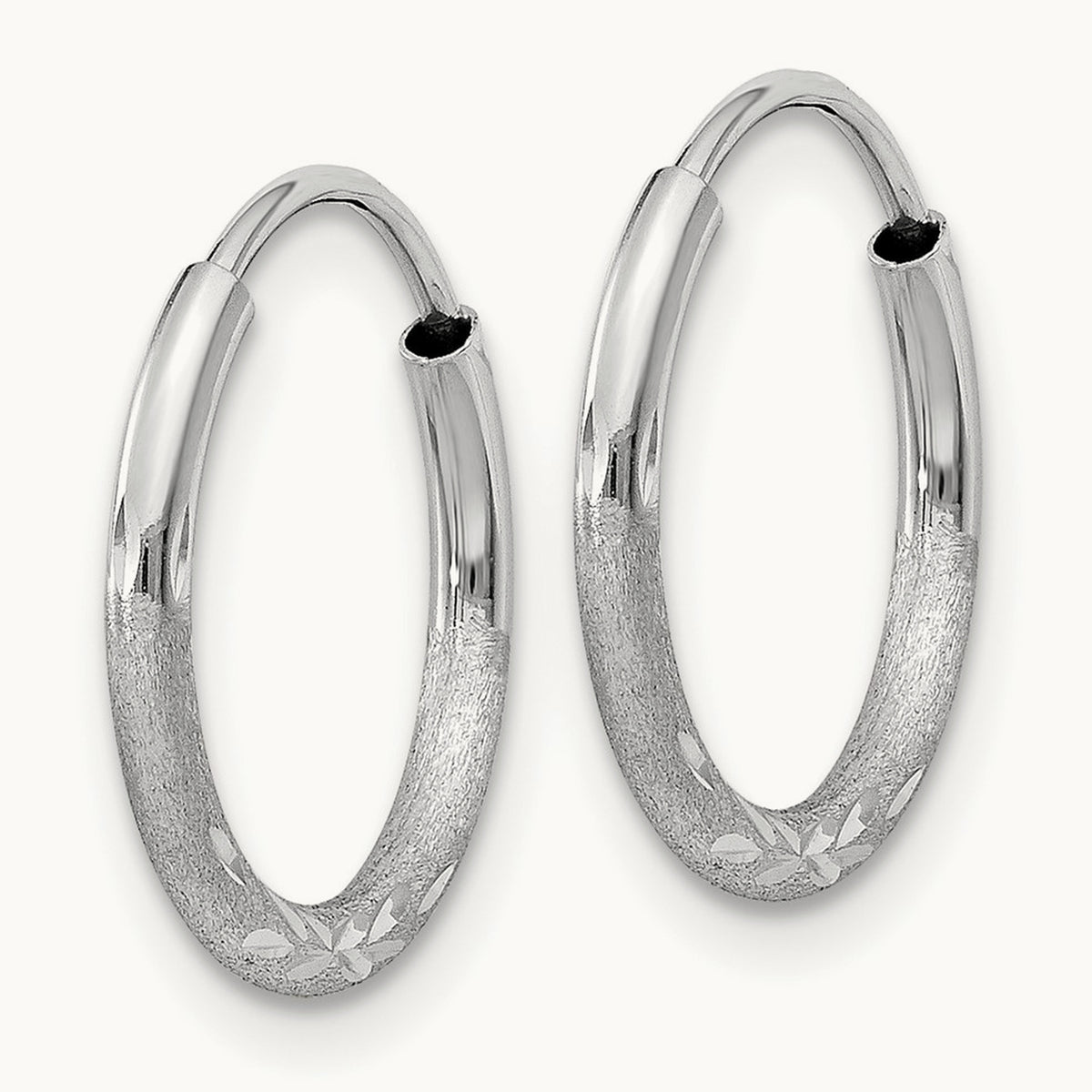 Diamond-cut Endless Hoop Earrings — 12mm, 1.5mm
