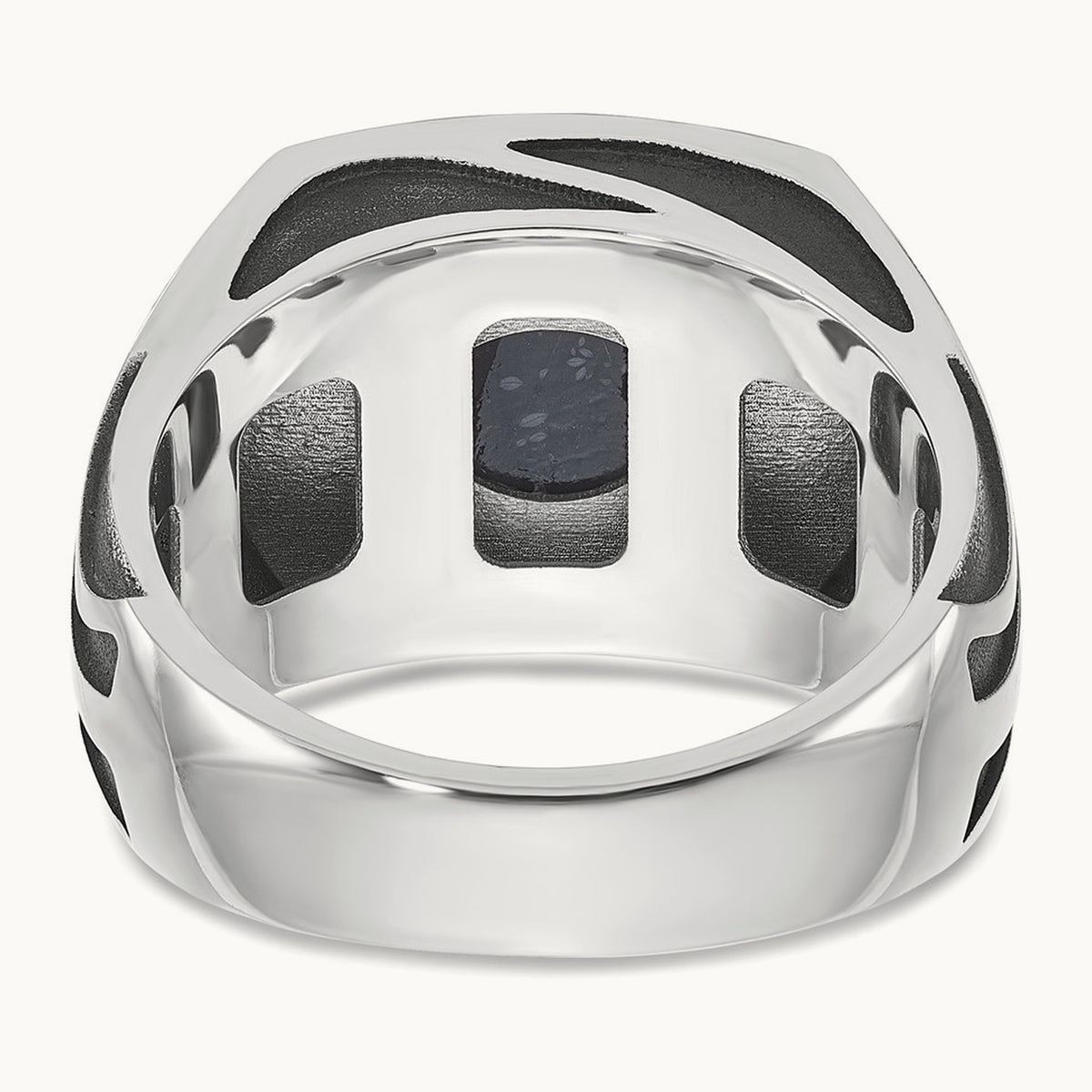 IBGoodman Men's Black Rhodium Onyx Complete Ring, 14K White Gold