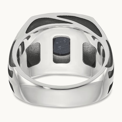 IBGoodman Men's Black Rhodium Onyx Complete Ring, 14K White Gold
