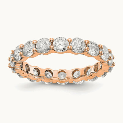 Polished Shared Prong 3ct Diamond Eternity Band, 14K Rose Gold