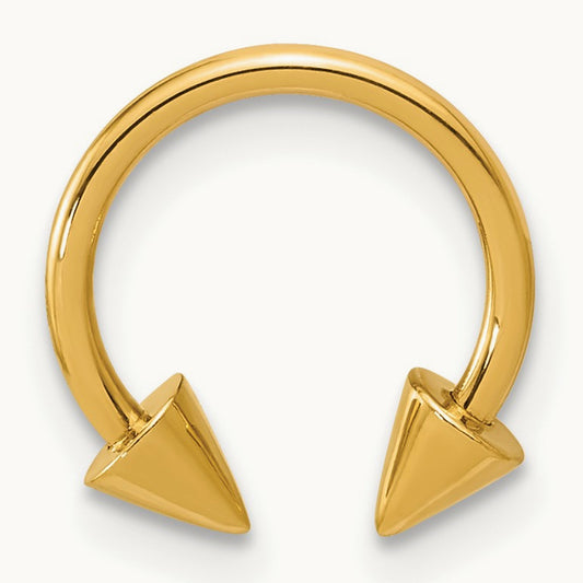 Polished 16 gauge Screw-Off End Pointed Single Ear Cuff, 14K