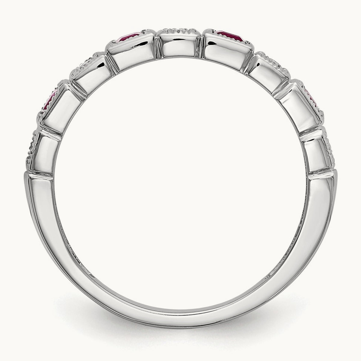 Diamond w/Ruby Band, 14K White Gold