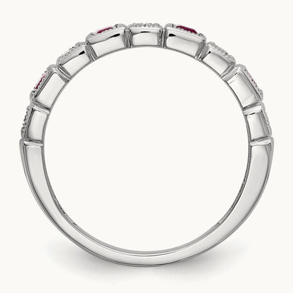 Diamond w/Ruby Band, 14K White Gold