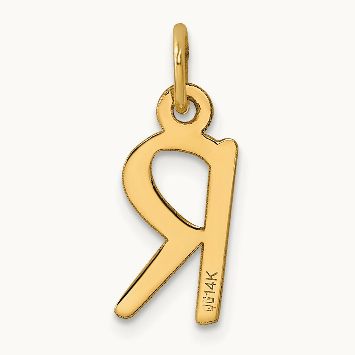 Slanted Block Initial Charm — 14K Yellow Gold, R