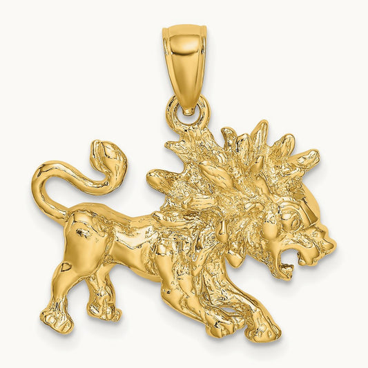 Large Leo Zodiac Charm, 14K