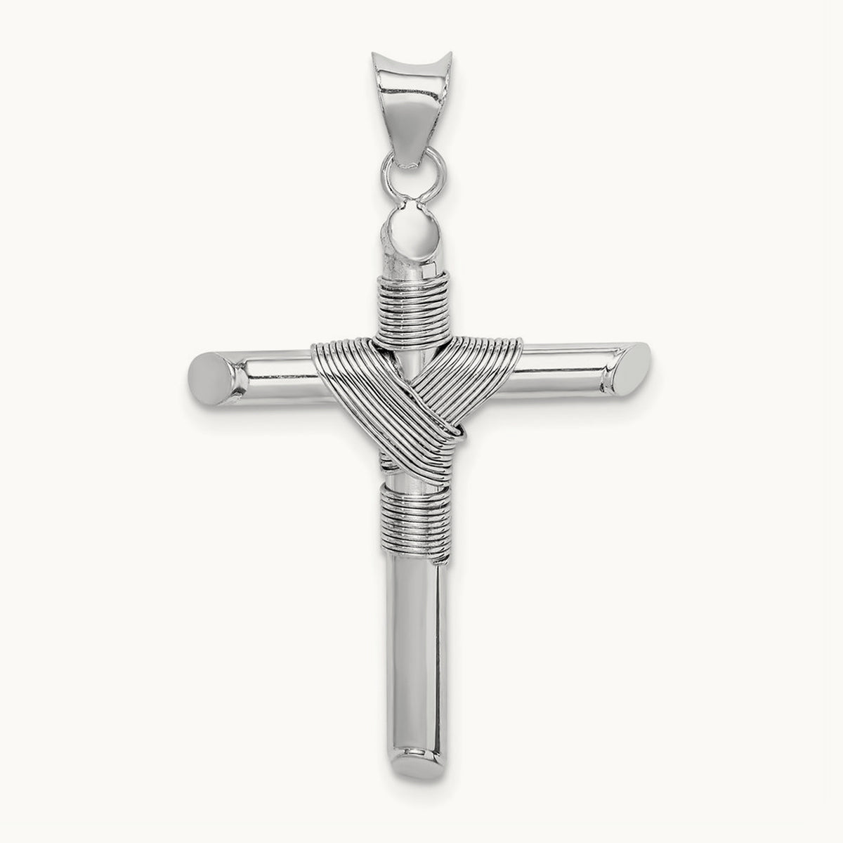Center Wrap Tube Cross Pendant — 35.7mm