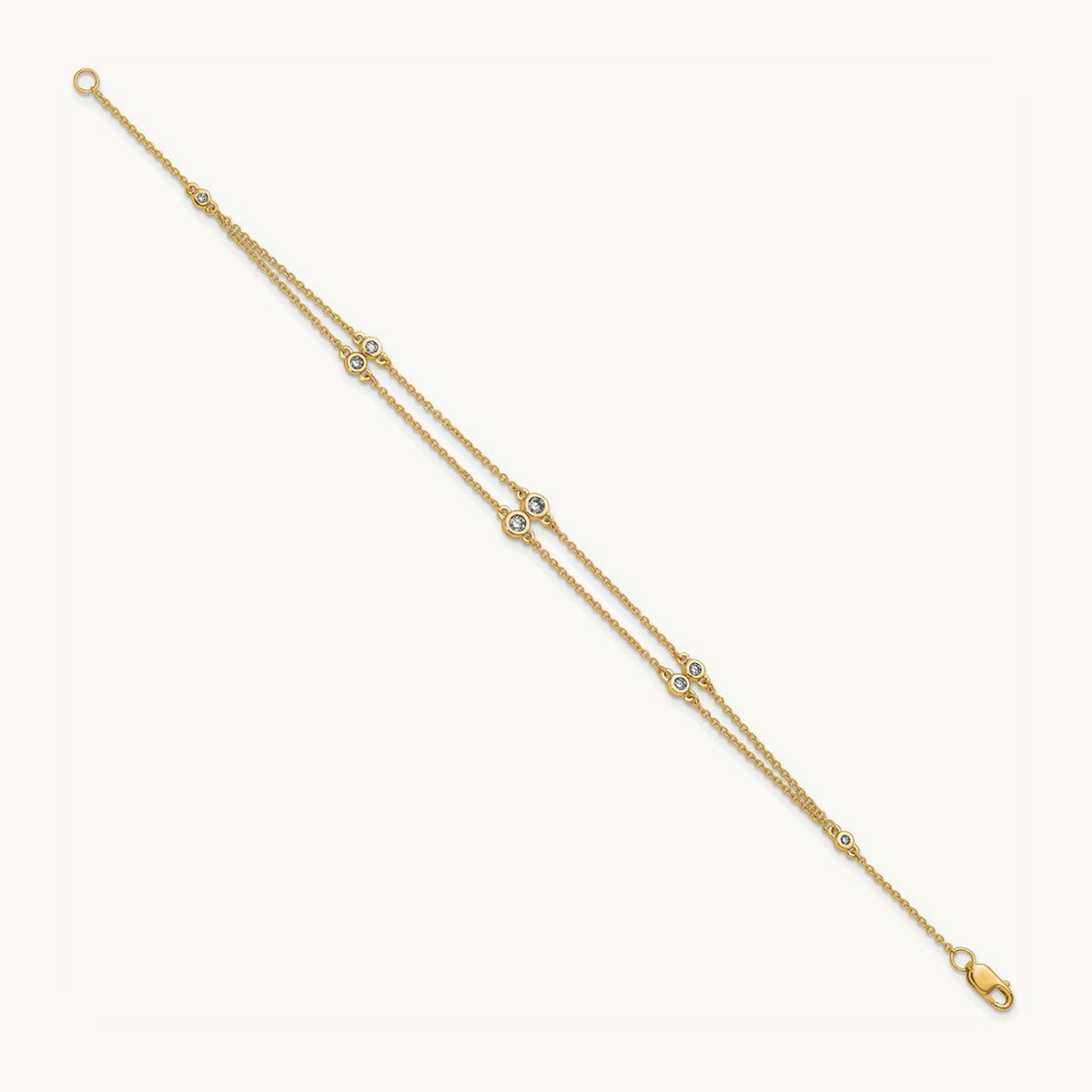 Diamond Multi Station Double Strand Bracelet — 14K Yellow Gold