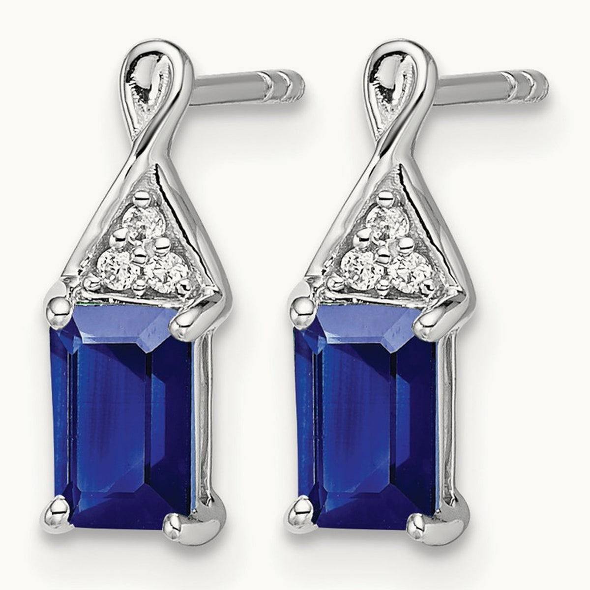 Sapphire and Diamond Earrings — 14K White Gold