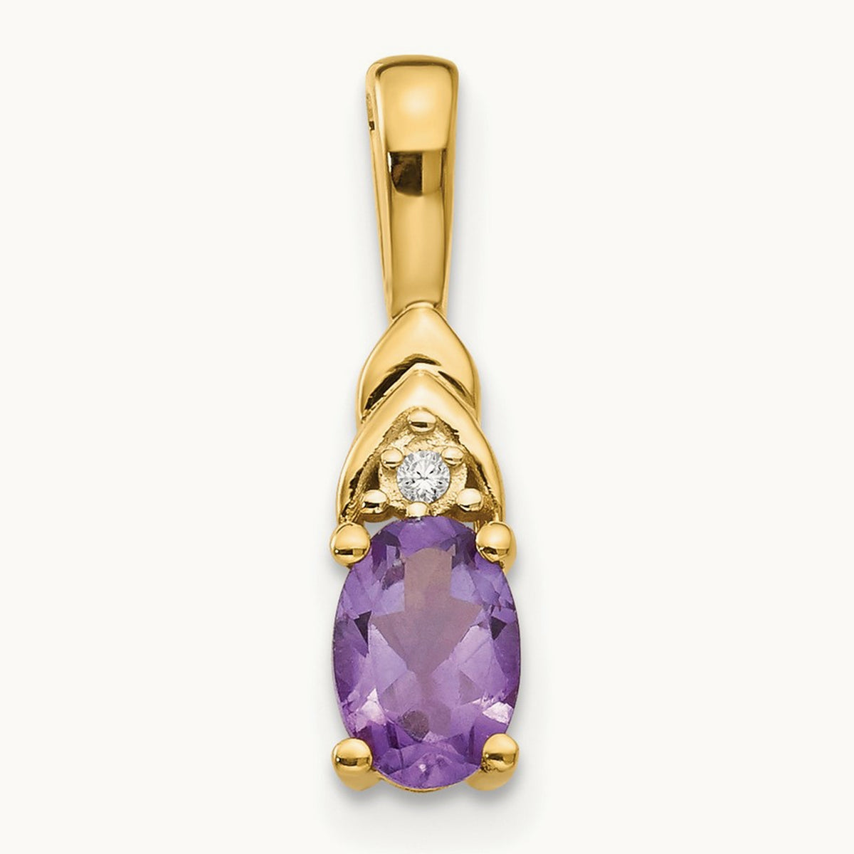 Amethyst and Diamond Pendant — 14K Yellow Gold