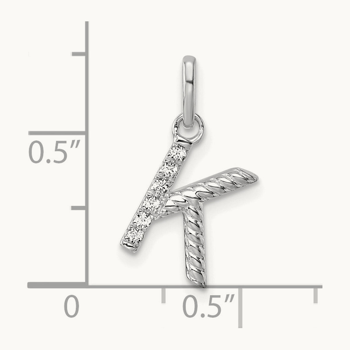 Twisted Diamond Charm — 14K White Gold, K