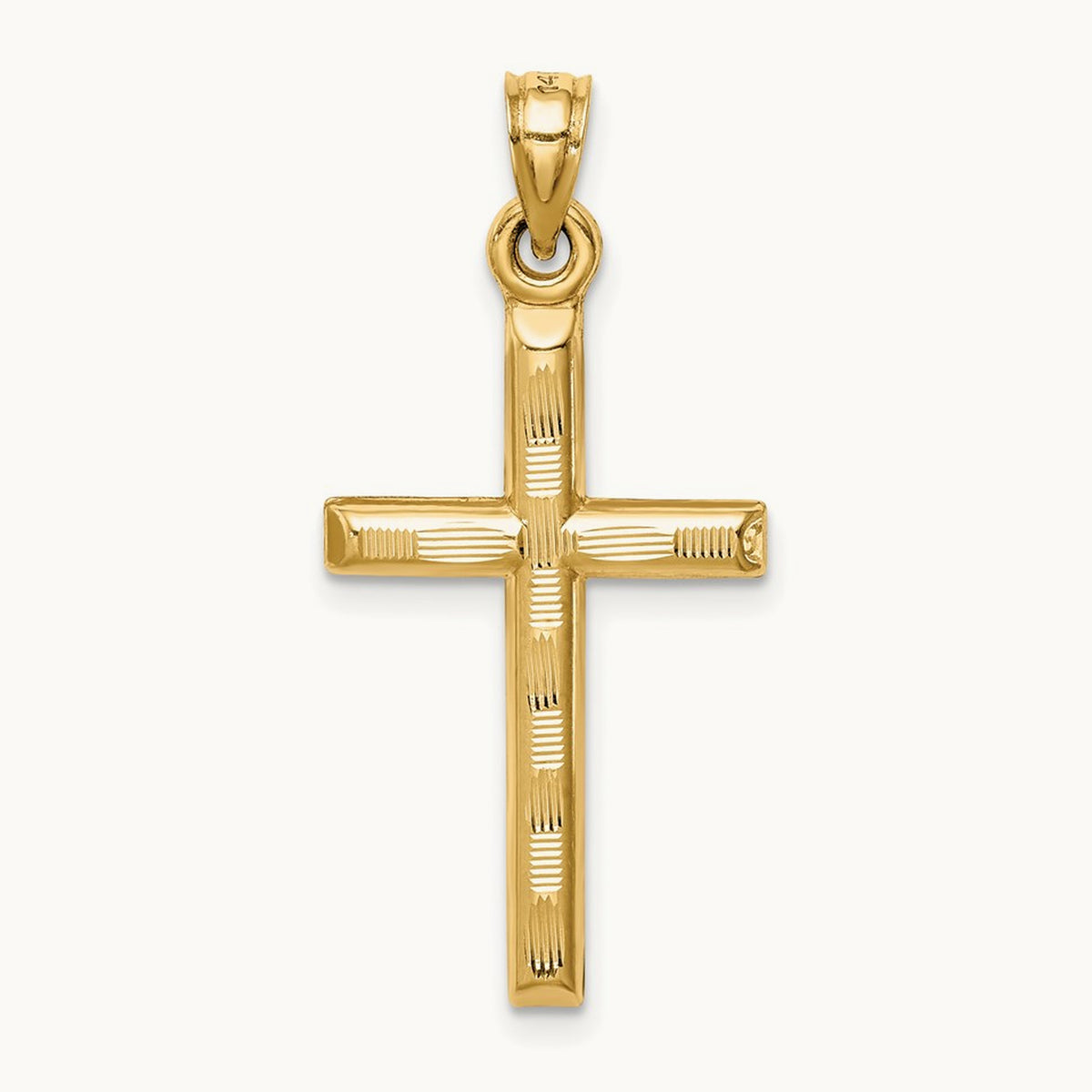Hollow Diamond-cut Cross Pendant, 14K