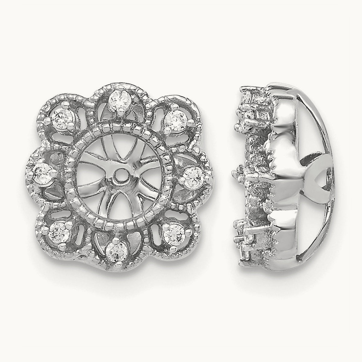 Fancy Diamond Earring Jackets — 14K White Gold, 0.096 ct