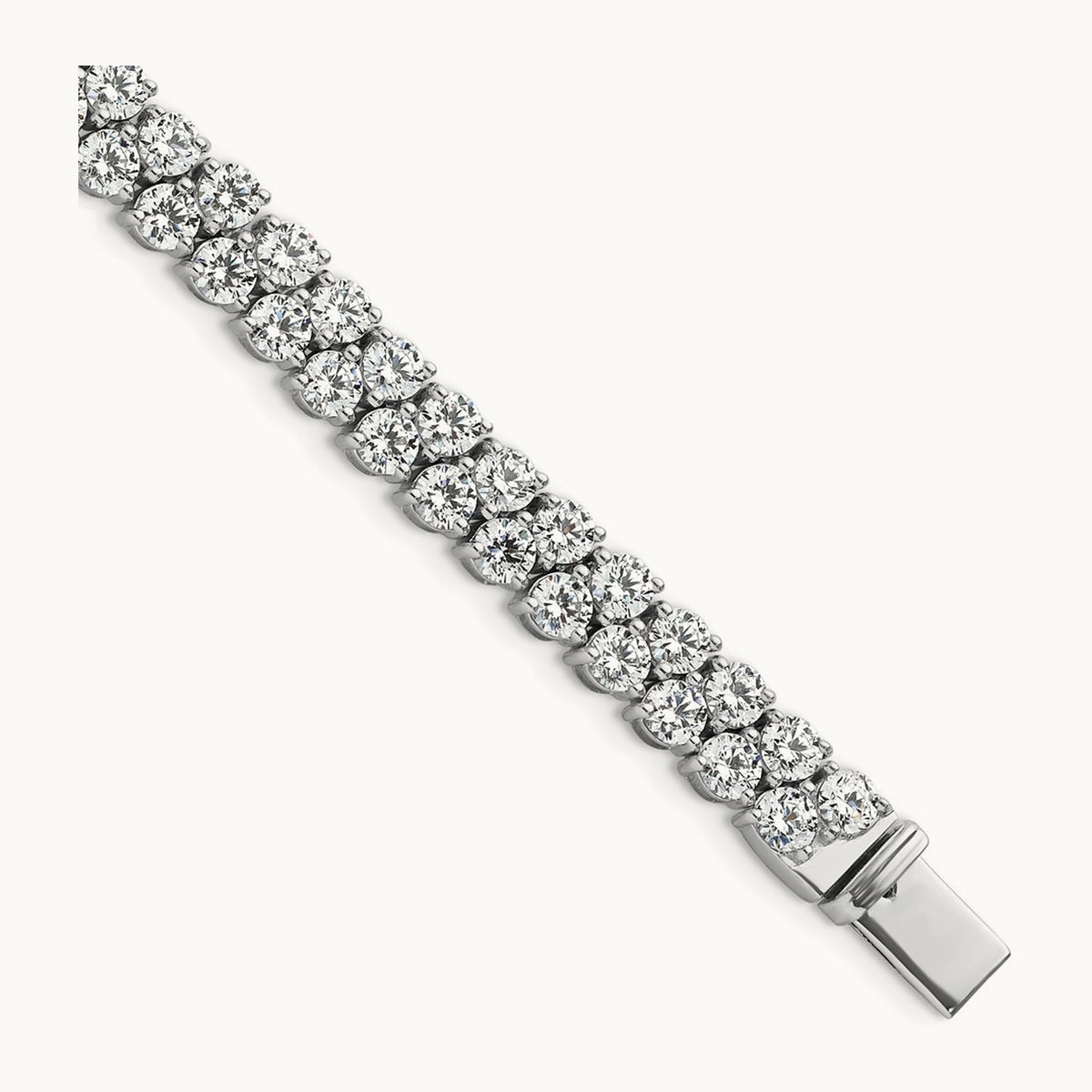 Round 2 Row Tennis Bracelet — 14K White Gold
