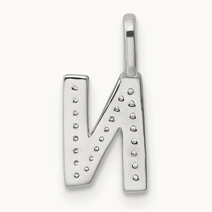 Diamond Letter N Initial Pendant, 14K White Gold