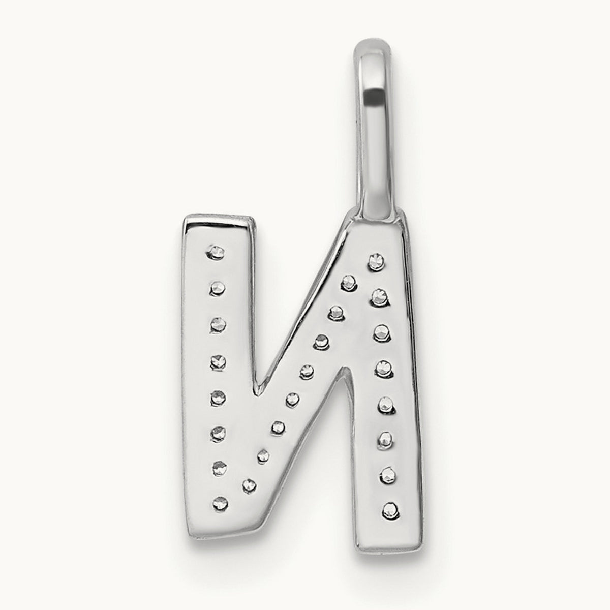 Diamond Letter N Initial Pendant, 14K White Gold