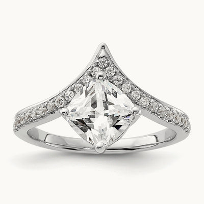 Asymmetric Cushion Semi-Mount Engagement Ring, 0.20 ct tw