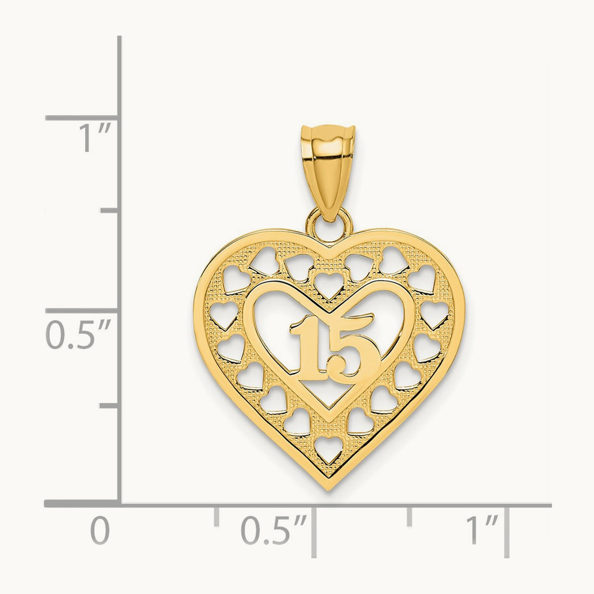 15 in Cut-out Heart charm, 14K