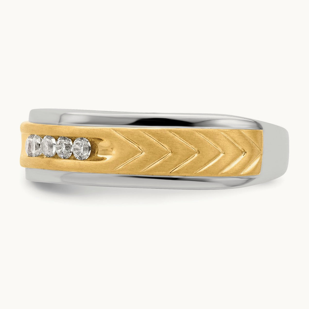 5-stone Complete Diamond Mens Ring, 14K Two-tone