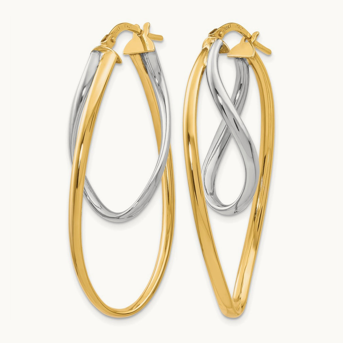 Polished Hoop Earrings, 10K Two-tone — Leslie's