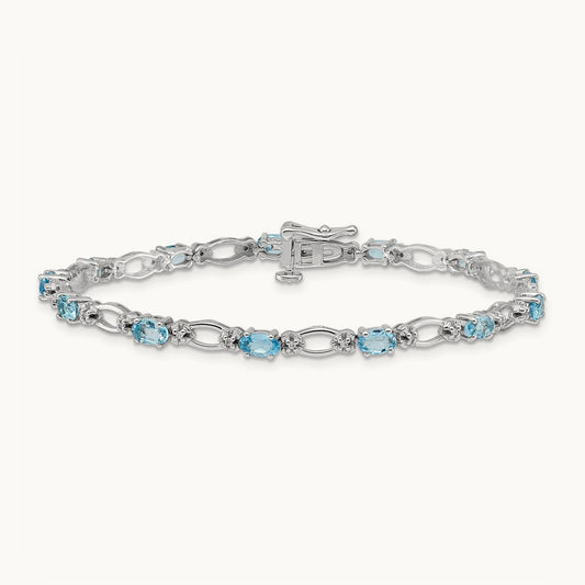 Diamond and Blue Topaz Bracelet — 14K White Gold