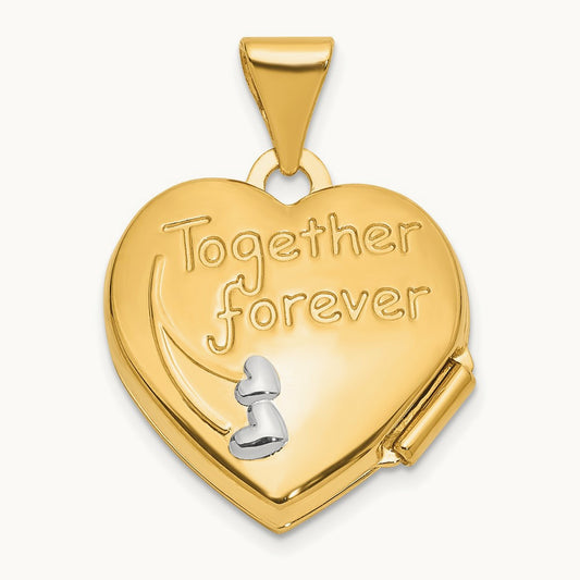 Dove TOGETHER FOREVER Reversible Heart Locket — 14K Two-Tone Gold