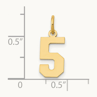 Small Polished Number 5 Charm — 14K Yellow Gold