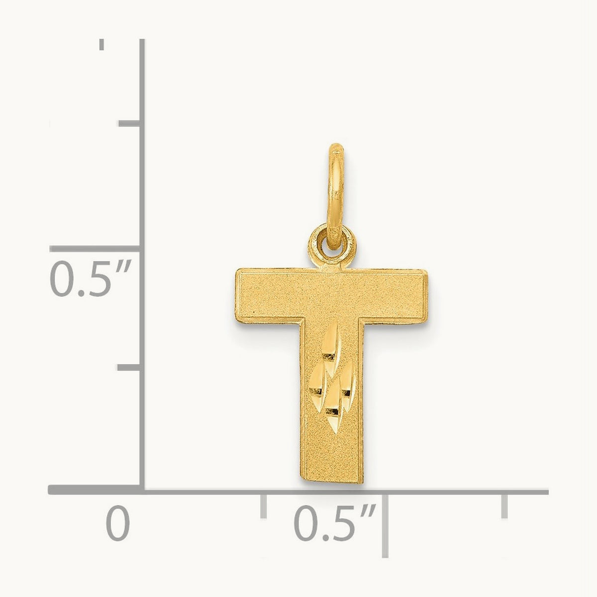 Satin Diamond-cut Initial Charm — 14K Yellow Gold, T