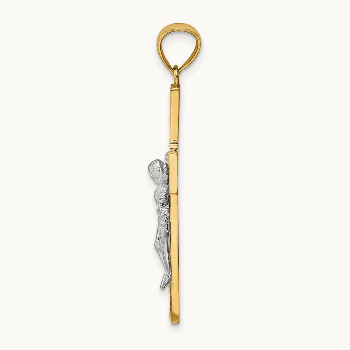 Satin Polished D/C Crucifix W/Vines Pendant, 14K Two-tone