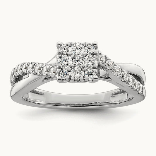 Cluster Engagement Ring, 0.50 ct tw Lab-Grown Diamond