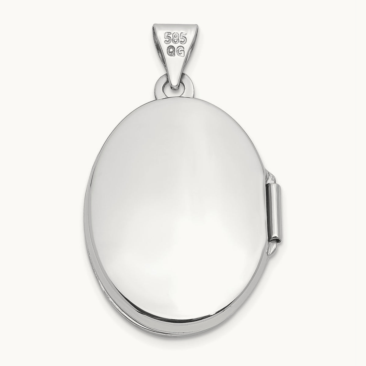 Oval Floral Scroll Border Locket, 21mm, 14K White Gold