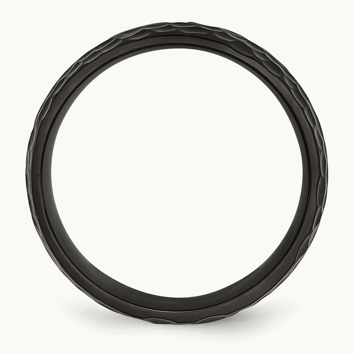 Brushed and Polished Hammered Black IP-plated Band — photo set (2)