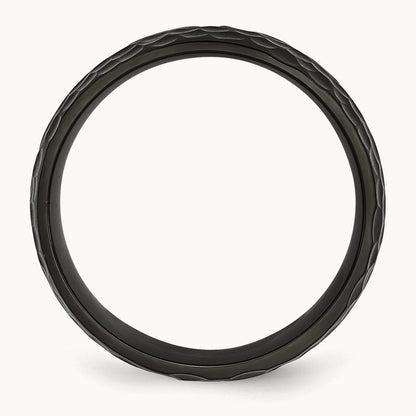 Brushed and Polished Hammered Black IP-plated Band — photo set