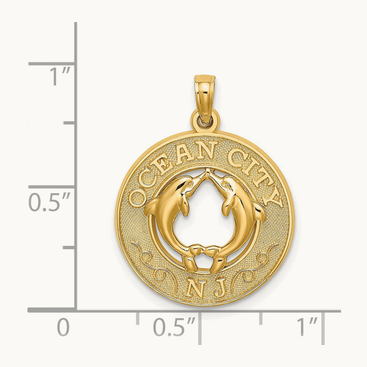 OCEAN CITY, NJ w/ Dolphin Charm, 14K