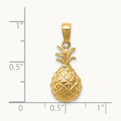 Diamond-cut Pineapple Pendant, 14K
