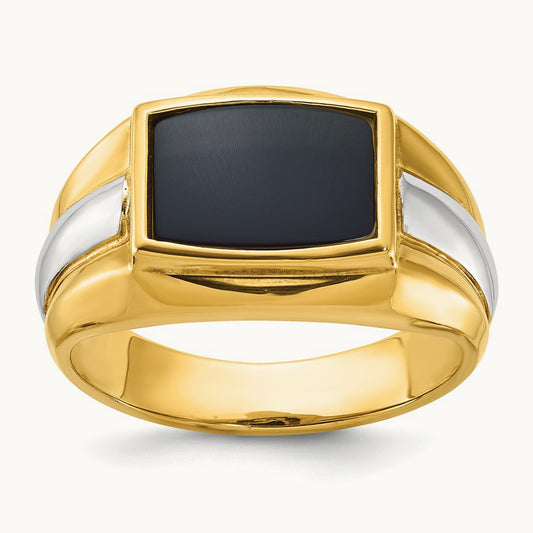 IBGoodman Men's Onyx Complete Ring, 14K Two-tone
