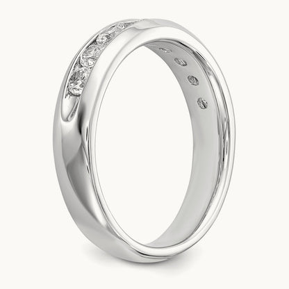 9-Stone Diamond Channel Band, 14K White Gold