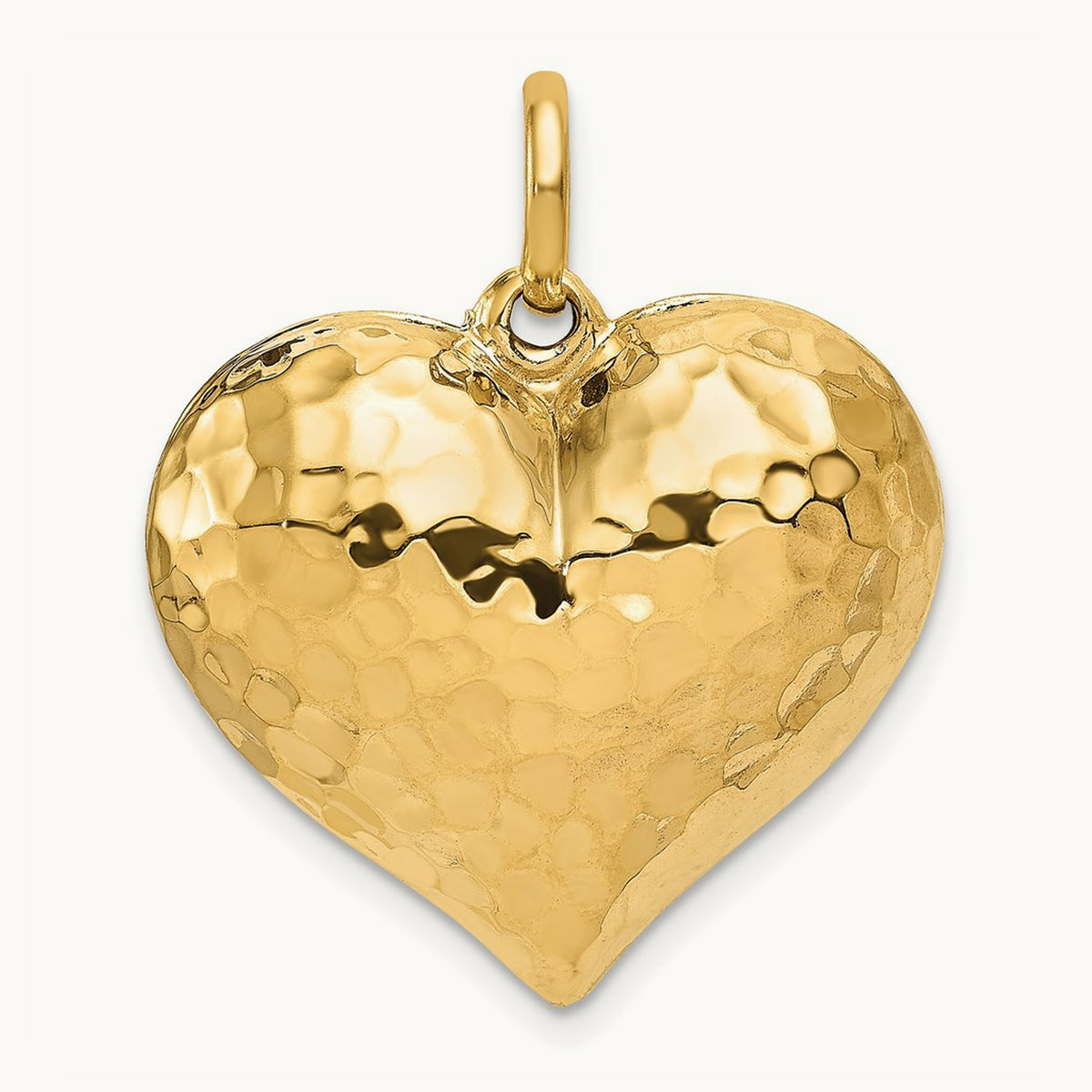 Polished and Hammered 3-D Heart Pendant — 27mm