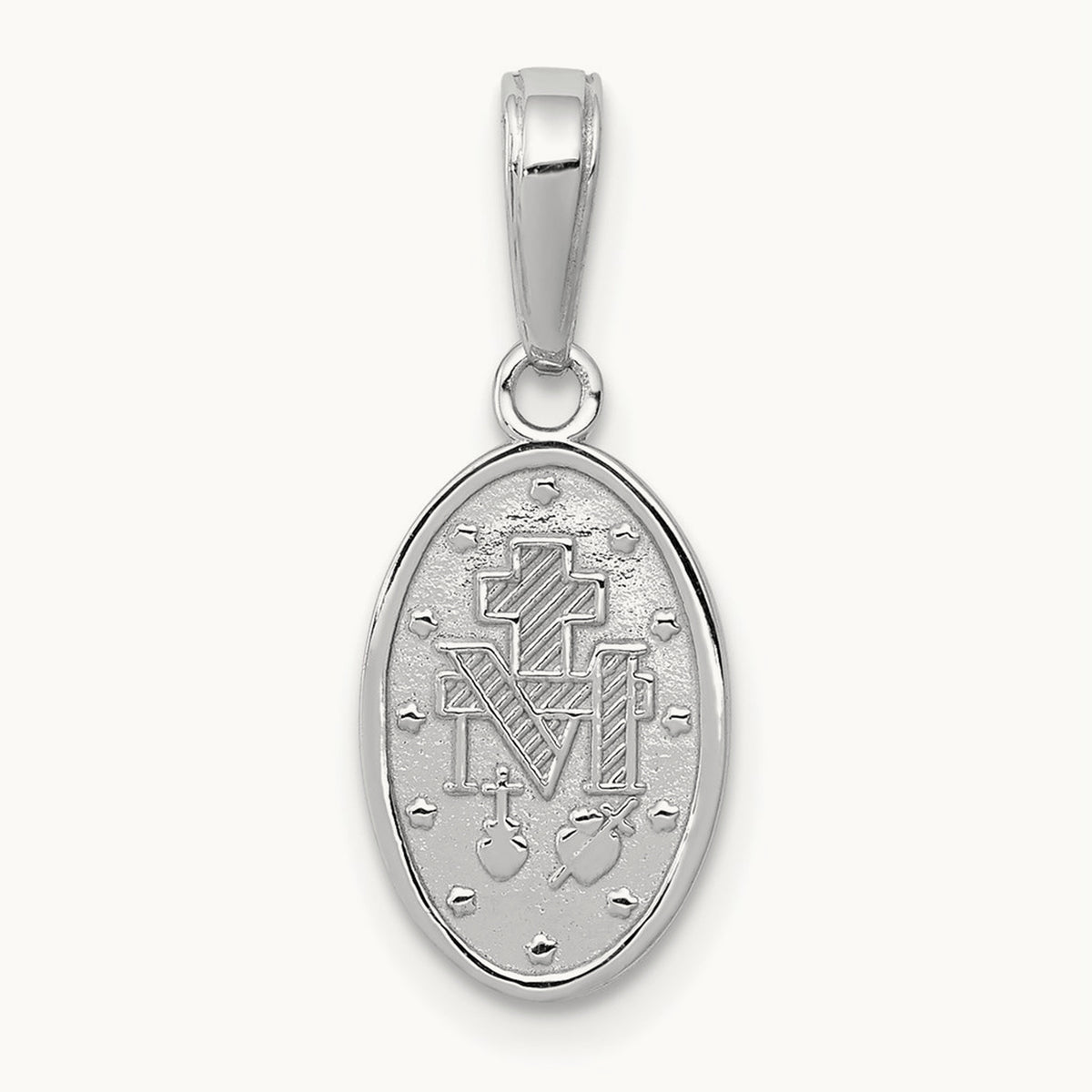 Miraculous Medal Charm — 14K White Gold, 21mm