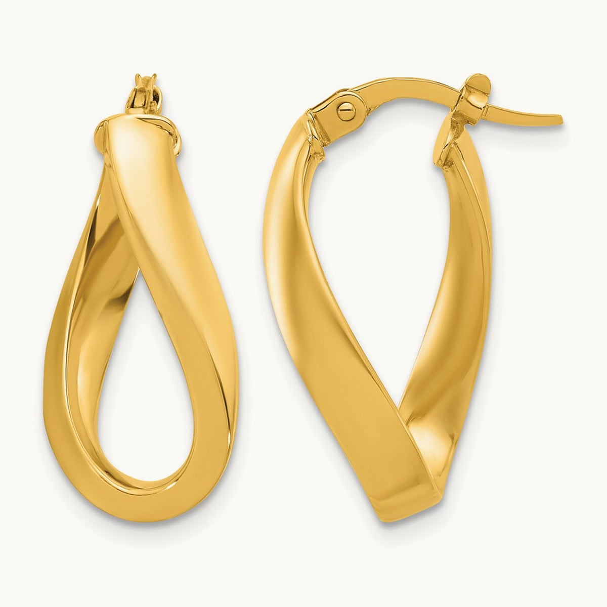 Polished Twisted Oval Hoop Earrings — photo set
