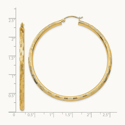 Diamond-cut Hoop Earrings, 14K