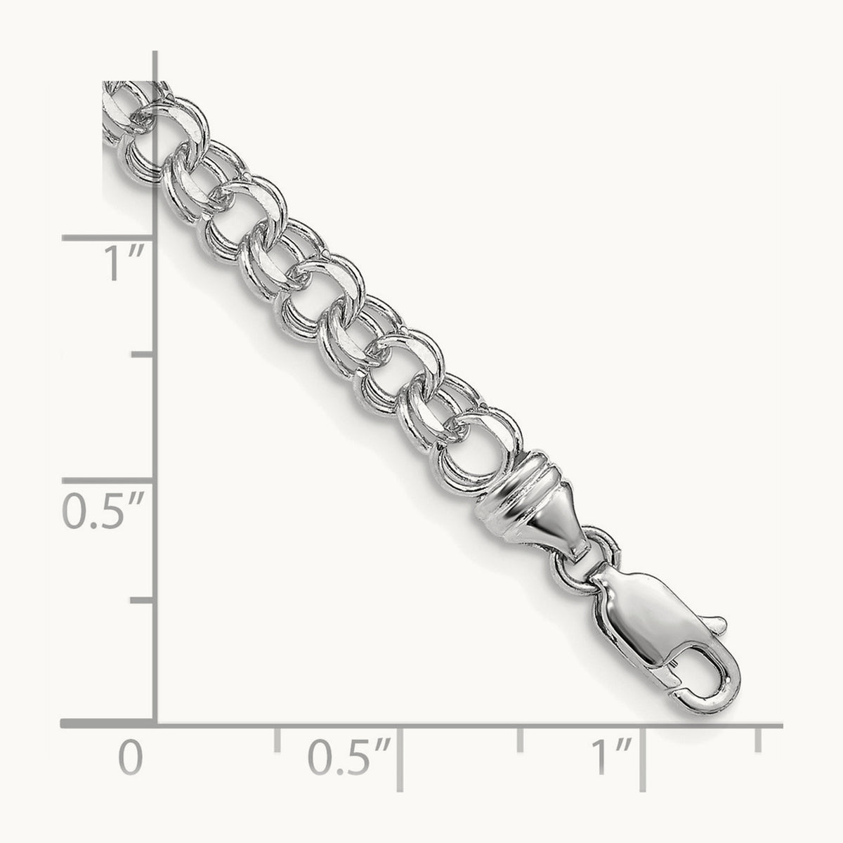 7in Solid Double Link Charm Bracelet — 14K White Gold, 4.75mm