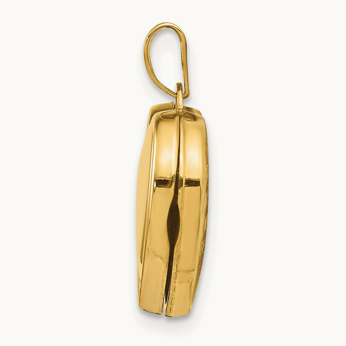 w/ White Rhodium Heart Foot Prints Locket, 15mm, 14K Yellow Gold