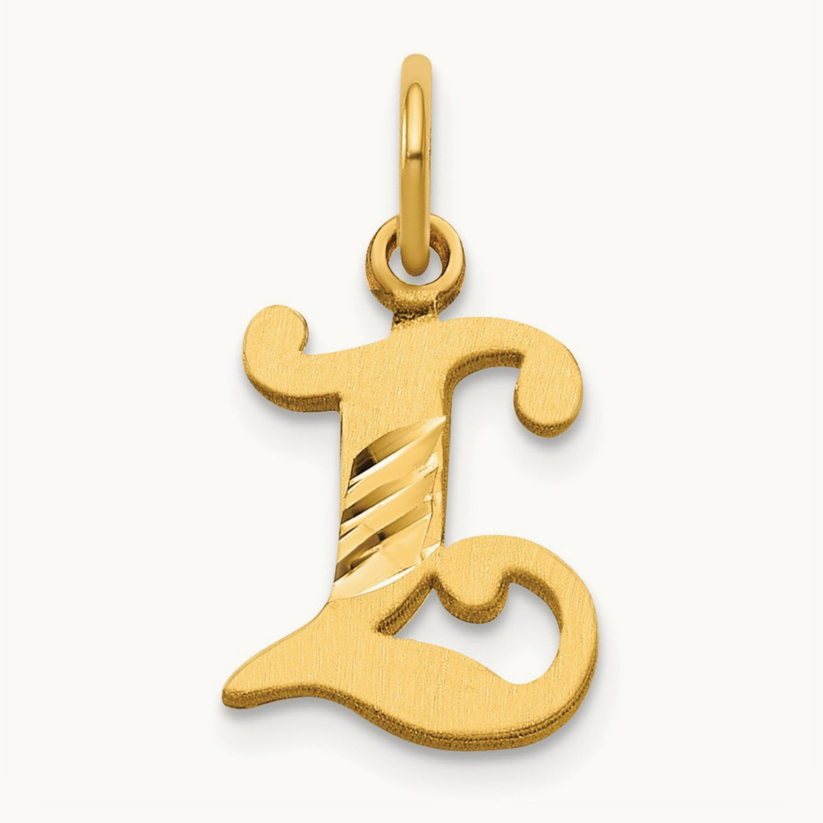 Diamond-cut Initial Charm — 14K Yellow Gold, L