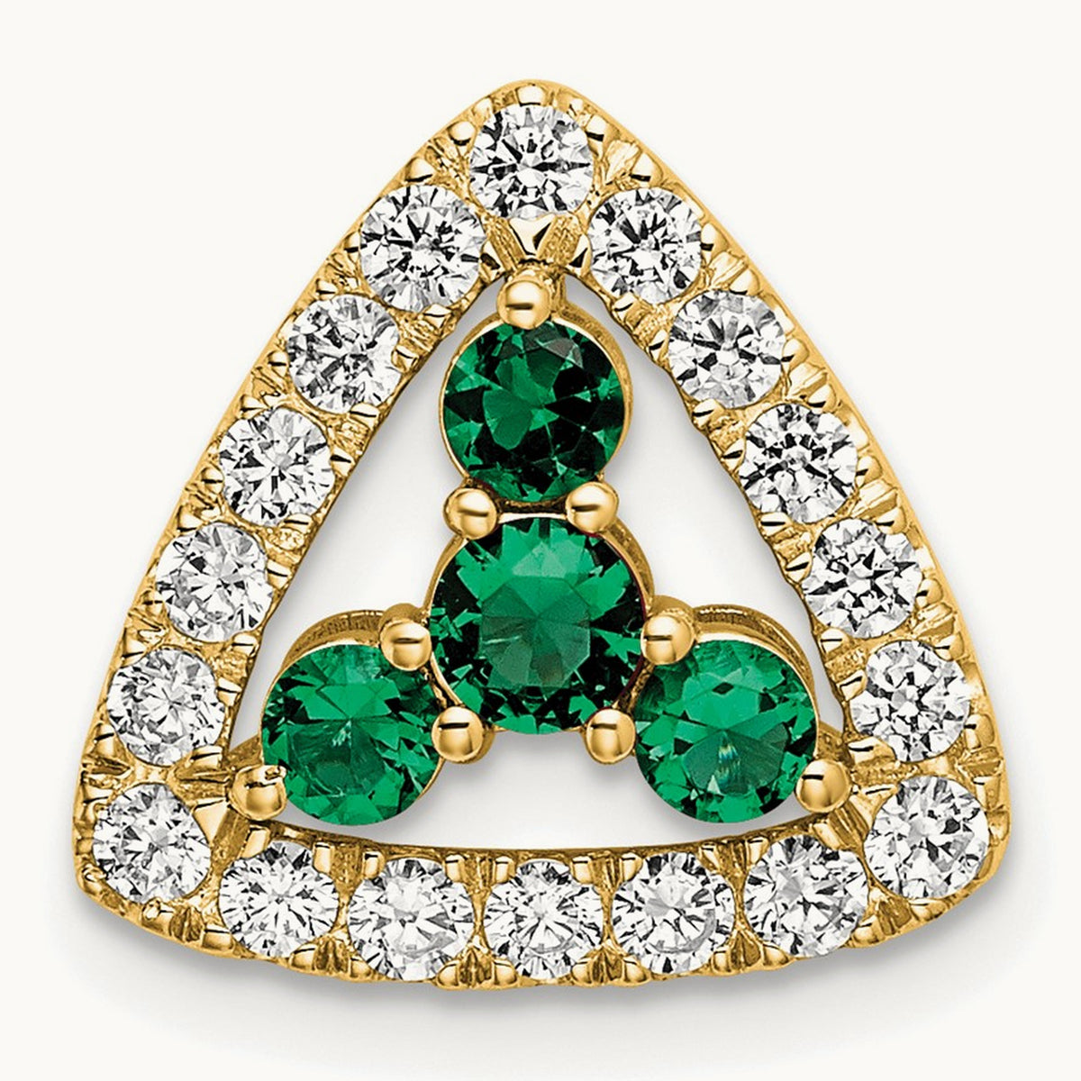 Created Emerald Chain Slide, 0.50 ct tw Lab-Grown Diamond — 14K Yellow Gold