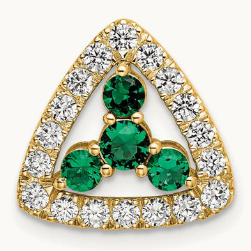 Created Emerald Chain Slide, 0.50 ct tw Lab-Grown Diamond — 14K Yellow Gold