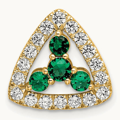 Created Emerald Chain Slide, 0.50 ct tw Lab-Grown Diamond — 14K Yellow Gold