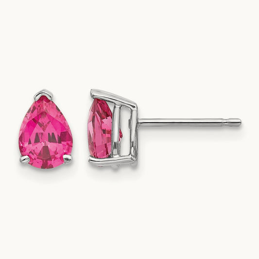 Pink Spinel Earrings, 14K White Gold