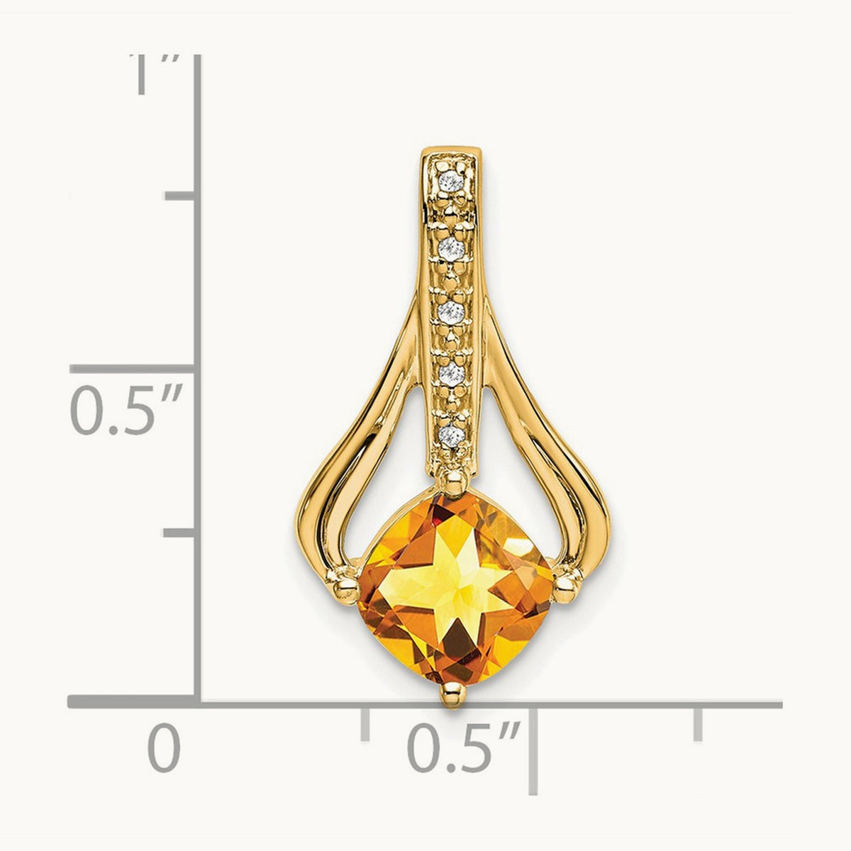 Citrine and Diamond Pendant — 14K Yellow Gold