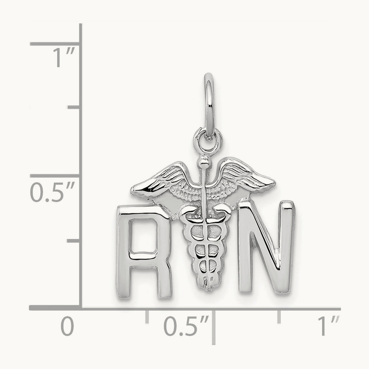 RN Charm, 14K White Gold